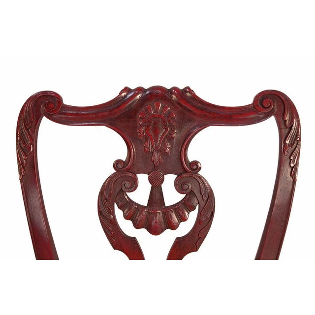Set of Chippendale Style Red Lacquered Rosewood Chairs, 1880s For Sale - Image 6 of 9
