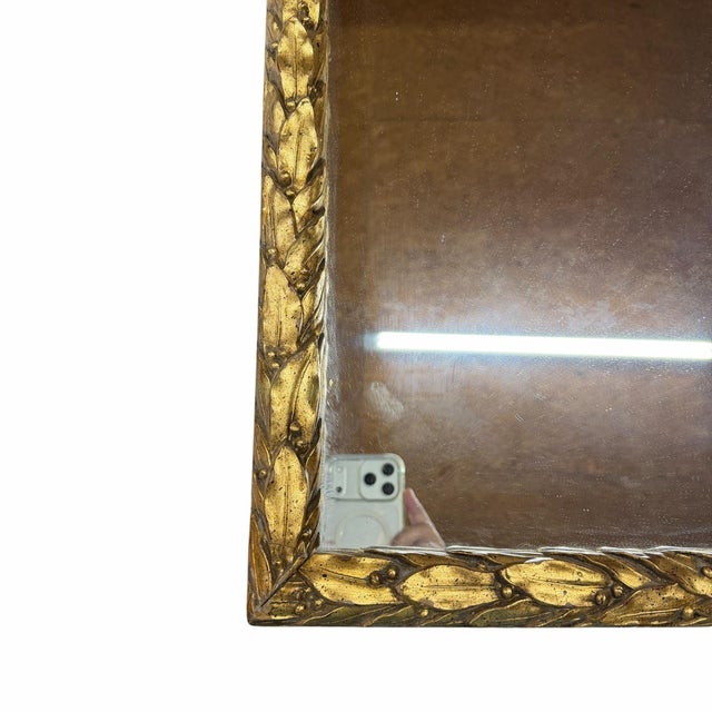 Wood Vintage Carved Leaf Gilt Frame Wall Mirror For Sale - Image 7 of 12