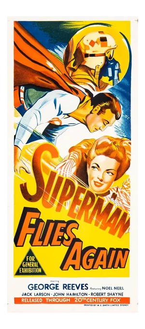 Superman Flies Again Original Vintage Movie Poster, Australian, 1954