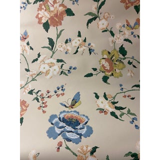 Vintage Butterfly Floral Revetement Mural F. Schumacher Wallpaper - Double Roll Prepasted For Sale