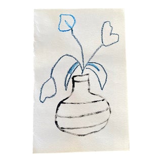 “Una Base De Flores” No.3 Oil Pastel on Paper For Sale