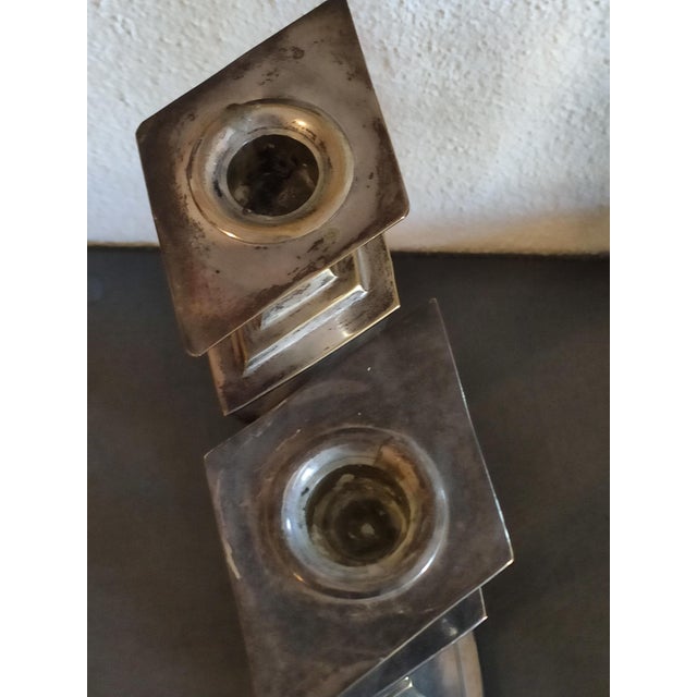 Metal Mid-Century Art Deco Candlesticks, 1970s, Set of 2 For Sale - Image 7 of 11