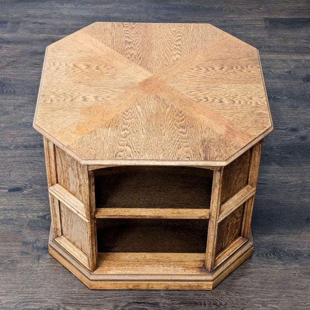 Traditional Vintage Octagonal Wood End Table With Open Shelf For Sale - Image 3 of 6
