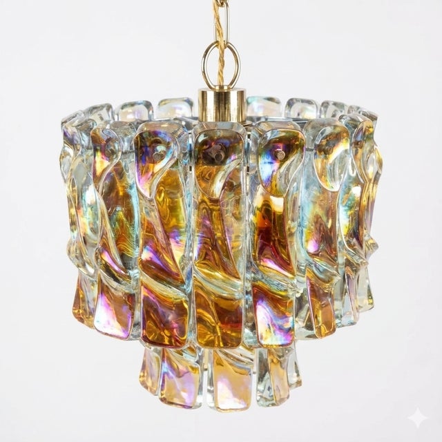 1960s Unique Italian Iridescent Murano Glass Chandelier by Vistosi For Sale - Image 6 of 8