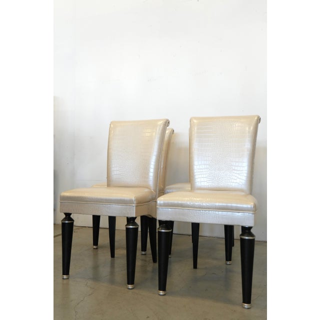 Transoceanic Faux Leather Dining Chairs, 2020, Set of 4 For Sale - Image 11 of 12