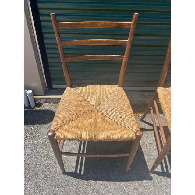 Gio Ponti 1970s Pair of Gio Ponti for Gerdau Ladder Back Chairs For Sale - Image 4 of 6