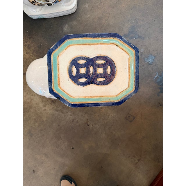 Pair of Vintage Chinese Export Glazed Ceramic Elephant Garden Stools For Sale In Atlanta - Image 6 of 11