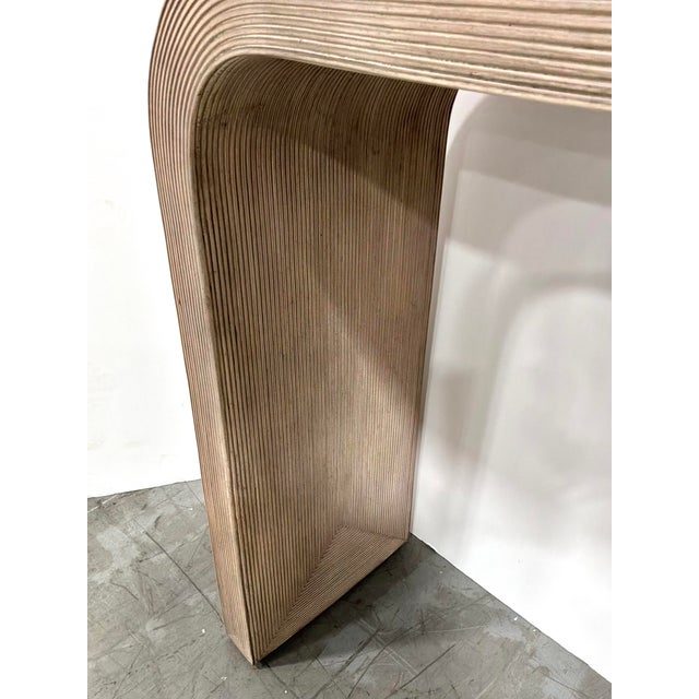 Modern Beige Reeded Waterfall Console Table For Sale In Atlanta - Image 6 of 6