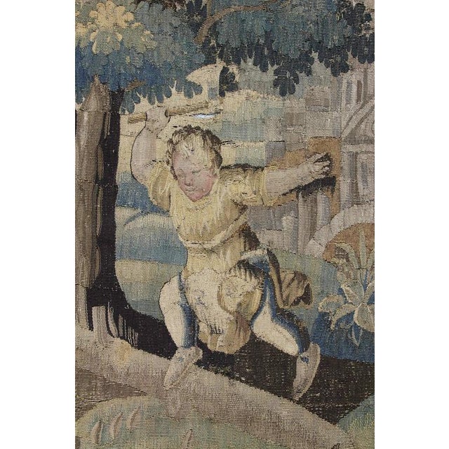 Blue Flemish Verdure Garden Tapestry For Sale - Image 8 of 11