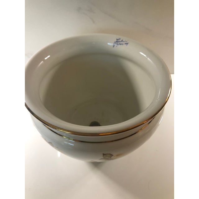 Ceramic Italian Facciolini Yellow Rose Cachepot For Sale - Image 7 of 8