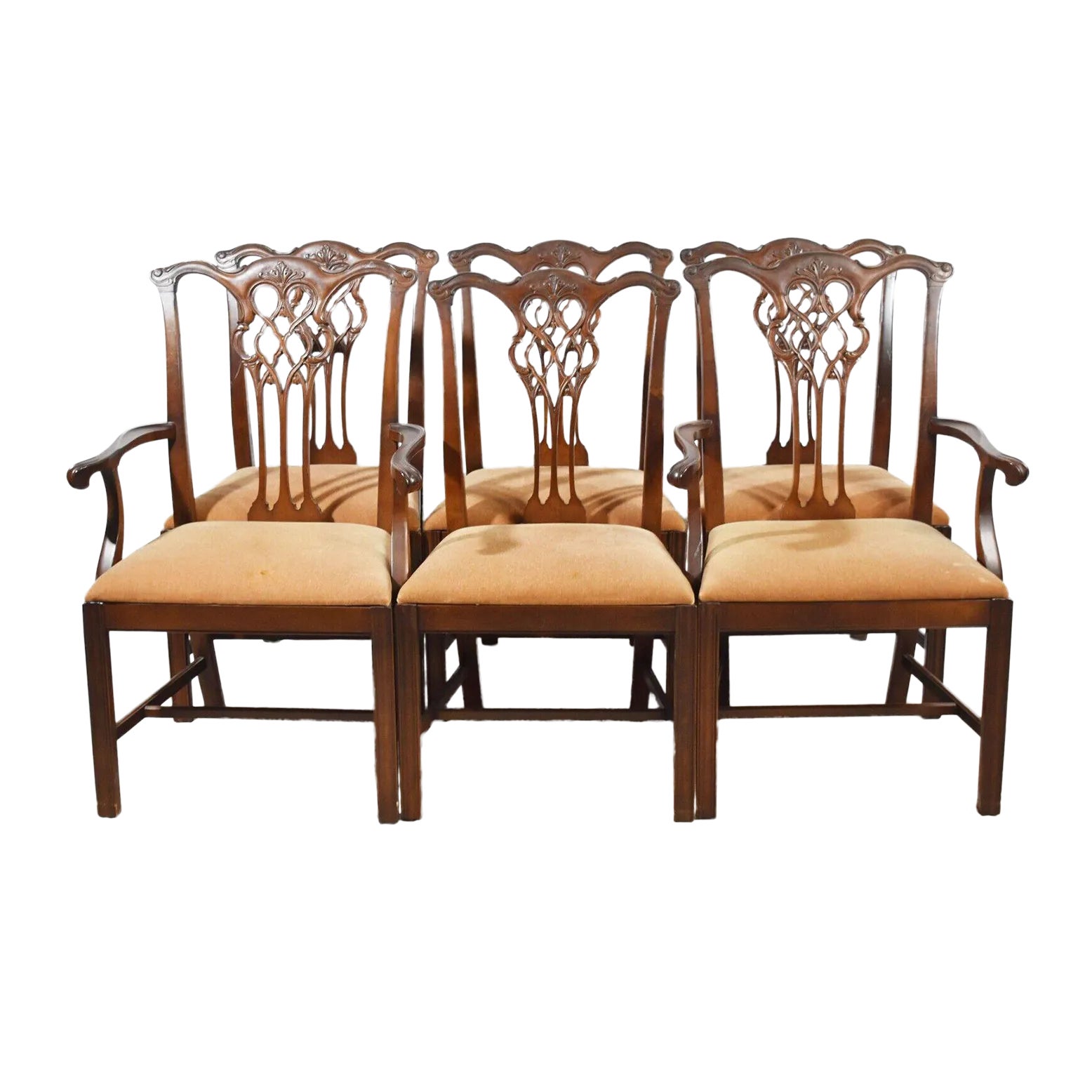 Lawsonia Chippendale Mahogany Dining Room Chairs, Made in Philadelphia Set of 6 Chairish
