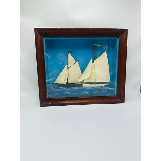 1960s Three Dimensional Sailboat Shadow Box For Sale - Image 5 of 11