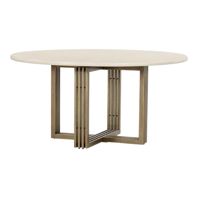 Four Hands Mia Round Dining Table, Parchment White For Sale