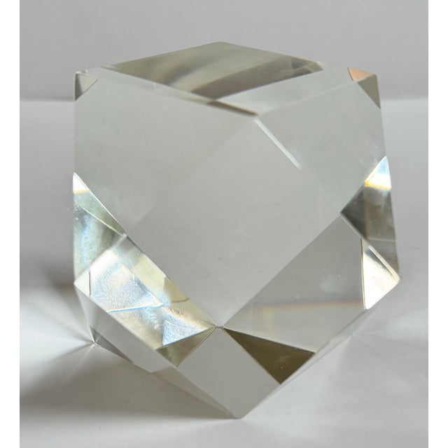 Vintage Geometric Crystal Paperweight - 5” For Sale In Chicago - Image 6 of 8