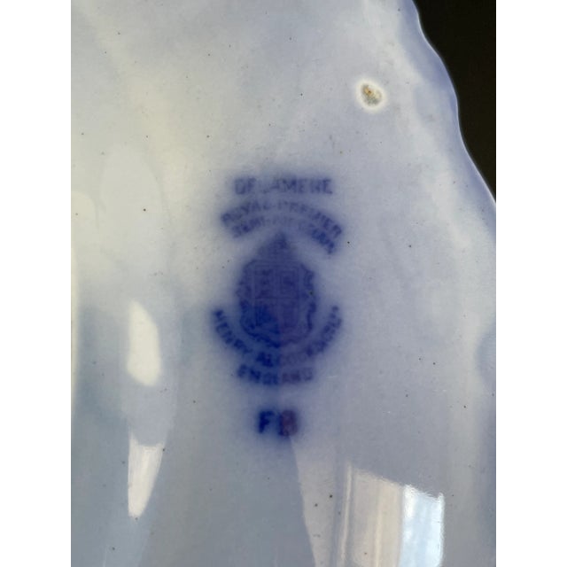 Victorian Antique Henry Alcock Delamere Flow Blue Dinner Plate With Gold Accents For Sale - Image 3 of 9