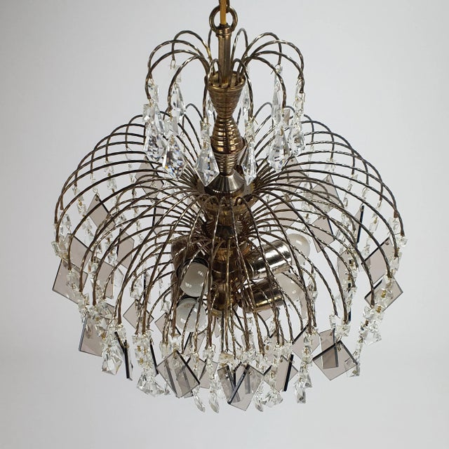 Hollywood Regency Hollywood Regency Crystal and Glass Chandelier, 1970s For Sale - Image 3 of 4