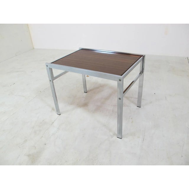 Mid-Century Chromed Steel & Teak Side Table, 1960s For Sale - Image 6 of 8