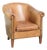 Sheepskin Club Armchair Light Cognac with Decorative Nails For Sale