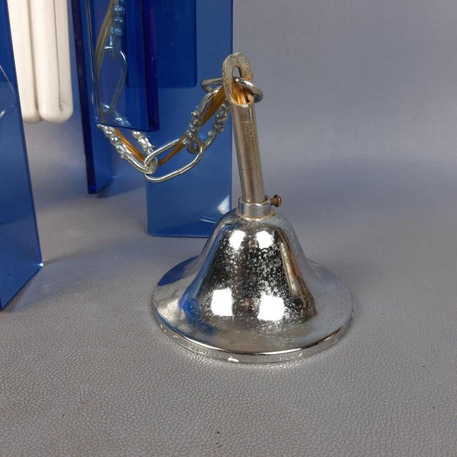 Blue Glass Plate Pendant Light by Antonio Lupi, 1970s For Sale - Image 18 of 18