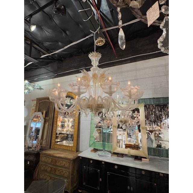 Glass Large Scale Italian Murano Glass Venetian Style Chandelier For Sale - Image 7 of 8