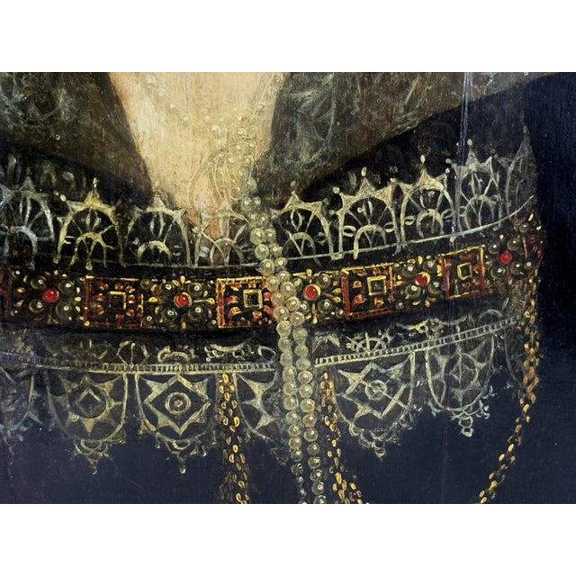 Late 16th Century Elizabethan Portrait of a Woman in Pearls For Sale - Image 4 of 6