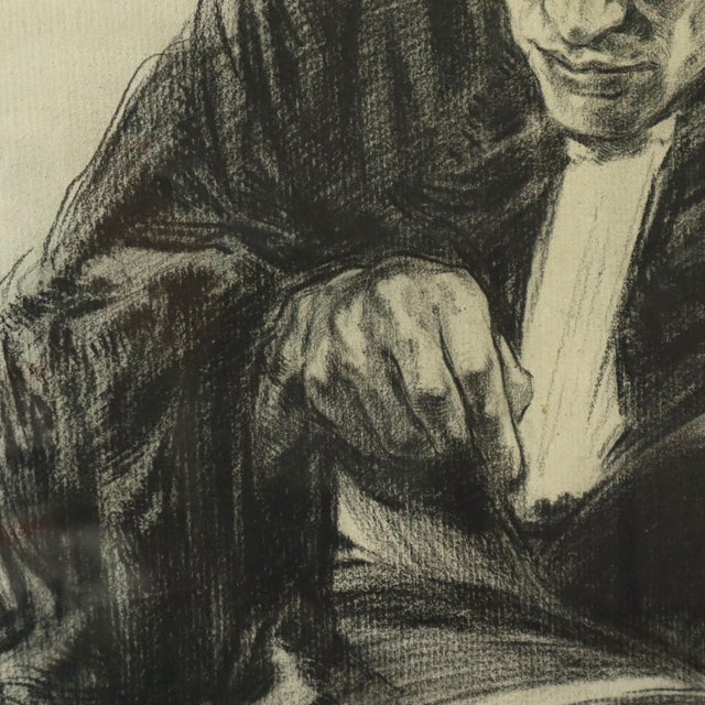 Herwig Driesschaert, Portrait Composition, 1974, Charcoal on Paper, Framed For Sale - Image 4 of 18