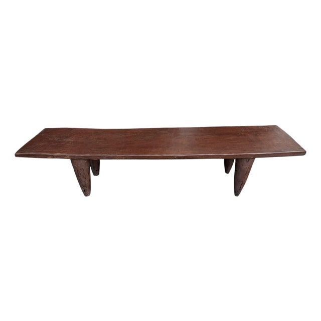 Vintage Large-Tribal-Wood-Senufo-Coffee-Table stool-74.25" W For Sale