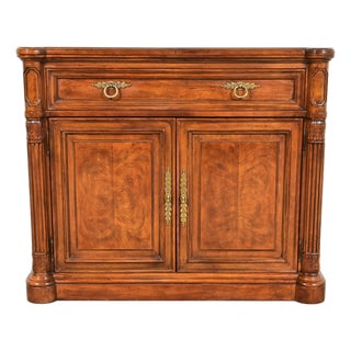 Drexel Heritage French Regency Louis XVI Burled Walnut Flip Top Server or Bar Cabinet, Circa 1960s For Sale