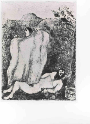 Marc Chagall, Nude Noah's Cloak, 1956, Etching