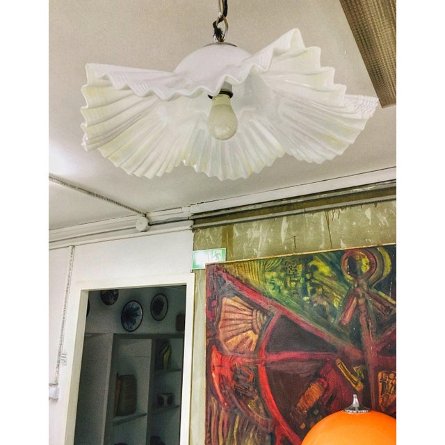 White Large Italian Murano Glass Chandelier, 1980s For Sale - Image 8 of 9