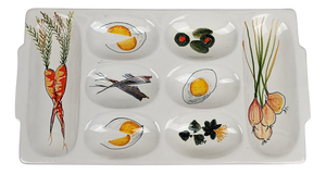 Hand-Painted Ceramic Appetizer Tray with Vegetable Decoration from Rometti, Italy, 1950s
