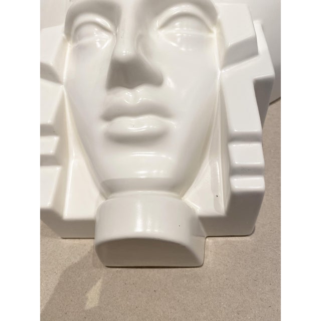 Art Deco Egyptian Pharaoh Face Sconce by Saint Clément Ceramic, France, 1960s, Set of 2 For Sale - Image 13 of 15