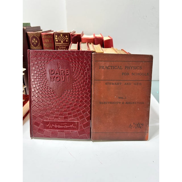 Vintage Burgundy Leather Decorative Books – Library Styling Set of 23 For Sale - Image 12 of 12