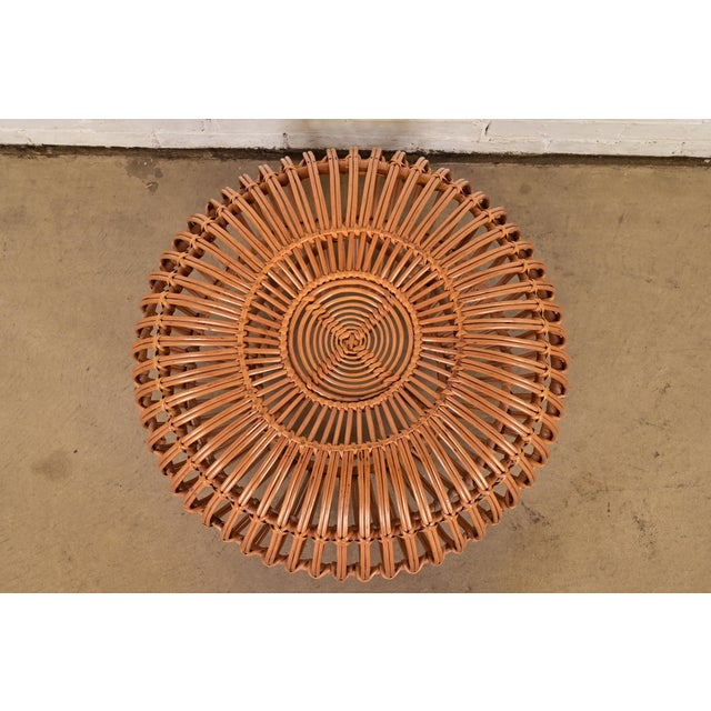 1950s Franco Albini Mid-Century Organic Modern Italian Rattan Pouf Ottoman For Sale - Image 5 of 9