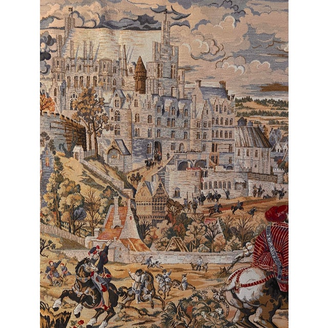 Medieval Brussels Hunting Scene Belgian Jacquard Wall Tapestry, 20th Century For Sale - Image 12 of 16
