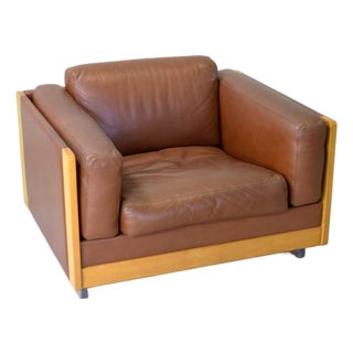 920 Armchair in Cognac Leather by Afra & Tobia Scarpa for Cassina, 1970s For Sale