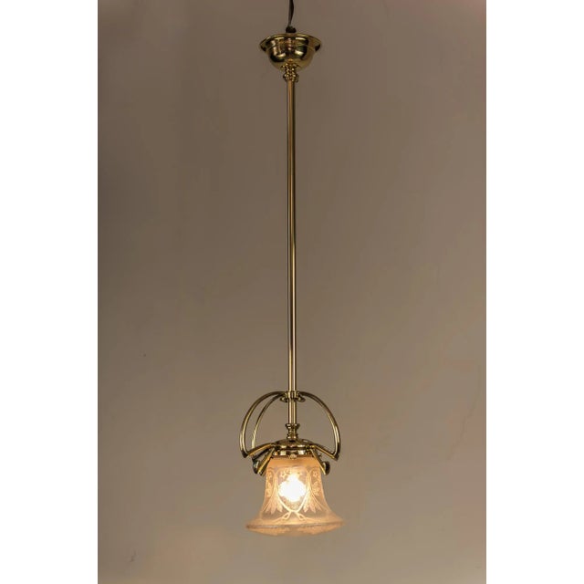 Art Nouveau Pendant with Glass Shade, 1900s For Sale - Image 6 of 7
