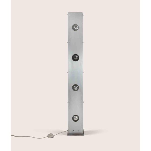 Vintage 4-Light Floor Lamp in Brushed Steel, Italy, 1970s For Sale - Image 9 of 10