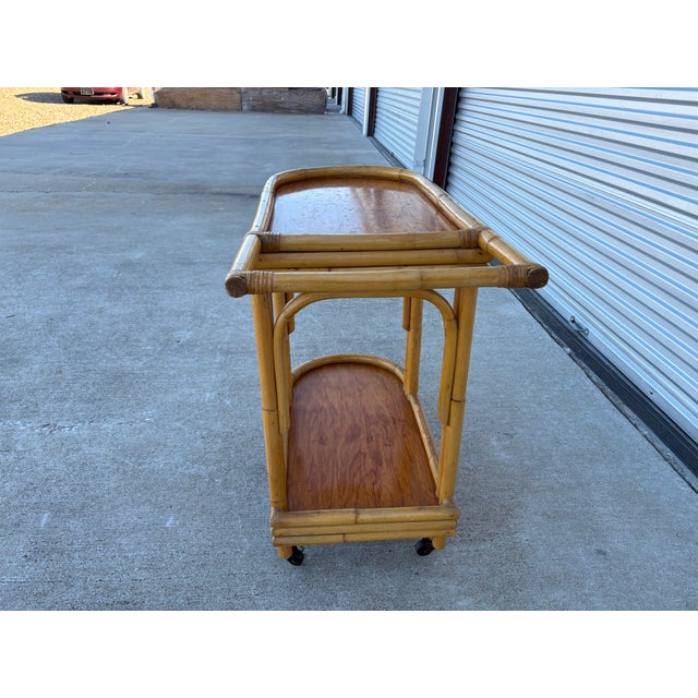 1950s Mid Century Bamboo Bar Cart For Sale - Image 6 of 6