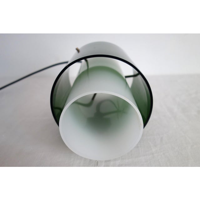 Italian pendant light from the 1950s/60s by Goffredo Reggiani. Two acrylic glass cylinders: one white, the other a wider,...