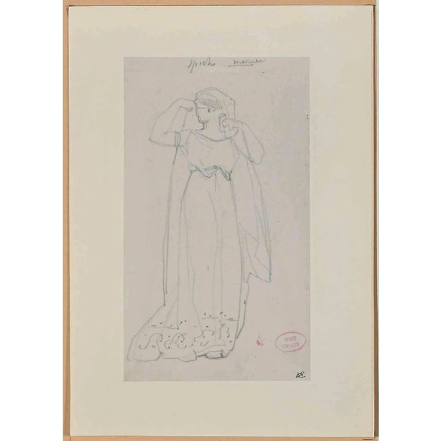 Eugène Giraud, Woman, Original Drawing on Paper, Late 19th-Century For Sale - Image 3 of 3