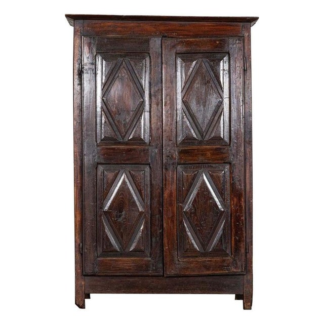 Antique French Provincial Ash Diamond Point Armoire, 1770 For Sale - Image 18 of 18