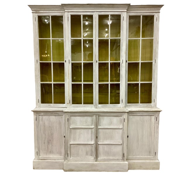 Fabulously proportioned and well sized two-part painted Pine English bookcase/cabinet from the late circa 19th century...