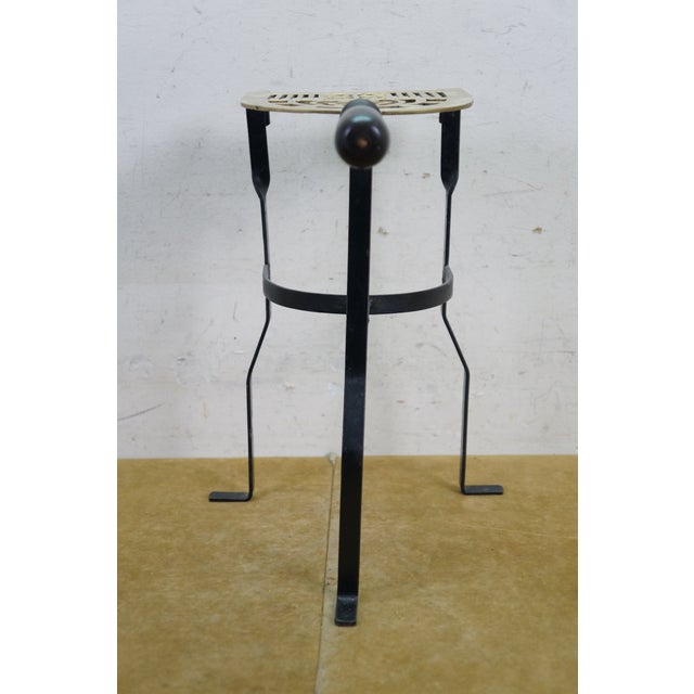 Metal Antique Brass Wrought Iron Fireplace Heatheware Kettle Stand Trivet Penny Foot 14" For Sale - Image 7 of 13