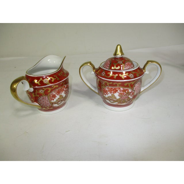 1960s Hand Painted Gold Imari Japanese Porcelain Tea Service, 3 Pc For Sale - Image 5 of 11