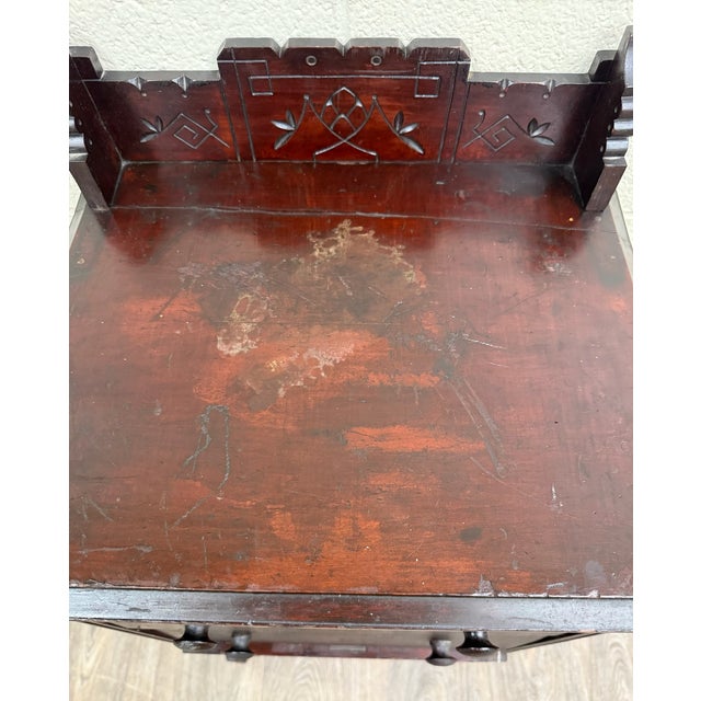 Antique Victorian Eastlake Aesthetic Movement Bedside Cabinet For Sale - Image 9 of 17