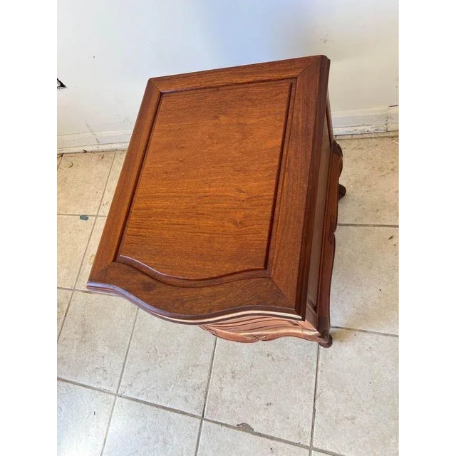 Wood Vintage French Rococo Style Solid Teak 2 Drawer Nightstand. For Sale - Image 7 of 12