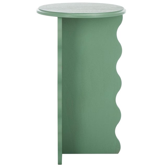 Wood Lilith Wavy Accent Table in Sage Green For Sale - Image 7 of 8