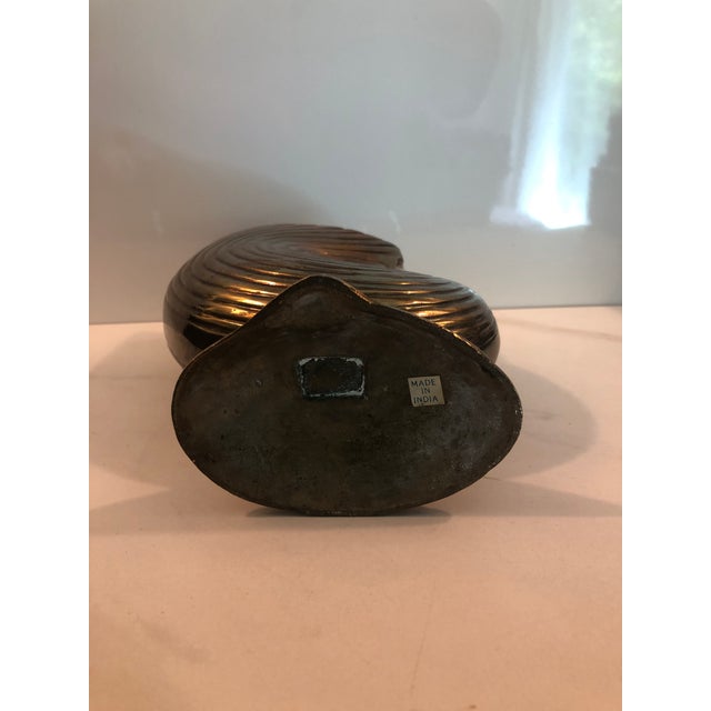 Metal 1970s Brass Conch Shell Footed Planter For Sale - Image 7 of 9