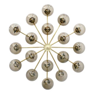 21st Century Natural Brass Smoky Murano Globes Flush Mount by Fabio LTD For Sale